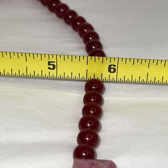 Garnet Bead And Purple Azurite Stone 19” Necklace With 925 Silver Toggle Clasps - Picture 9 of 12